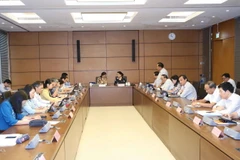 Đoàn đại biểu Quốc hội các tỉnh Hưng Yên, Bắc Giang, Thái Nguyên và thành phố Cần Thơ thảo luận ở tổ. (Ảnh: Doãn Tấn/TTXVN)