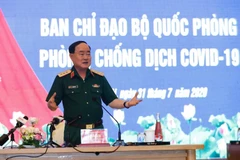 Thượng tướng Trần Đơn, Thứ trưởng Bộ Quốc phòng, Trưởng Ban Chỉ đạo Bộ Quốc phòng chủ trì cuộc họp. (Ảnh: Dương Giang/TTXVN)