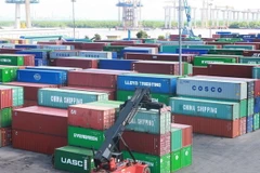 Bãi tập kết container tại Cảng Đình Vũ, Hải Phòng. (Ảnh: Lâm Khánh/TTXVN)