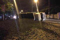 Hiện trường vụ tai nạn. (Ảnh: Trung Nguyên/TTXVN)