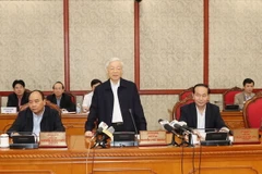 Tổng Bí thư Nguyễn Phú Trọng phát biểu tại buổi làm việc. (Ảnh: Trí Dũng/TTXVN)