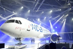Máy bay MC-21 được giới thiệu tại Irkutsk, Nga ngày 8/6. (Nguồn: EPA/TTXVN) 