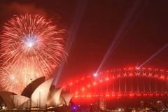 Màn pháo hoa lung linh rực rỡ sắc màu trên cầu cảng Sydney, Australia ngày 31/12. (Nguồn: AFP/TTXVN)