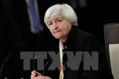 Chủ tịch Fed Janet Yellen trong cuộc họp báo sau phiên họp của Ủy ban Thị trường mở liên bang ngày 15/6. (Nguồn: AFP/TTXVN)