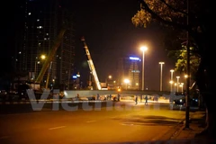 Hiện trường vụ tai nạn tại ngã tư đường Nguyễn Chánh-Hoàng Minh Giám. (Ảnh: PV/Vietnam+)