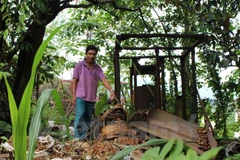 Máy móc dùng để khai thác vàng bị tịch thu tại huyện Bắc Trà My, tỉnh Quảng Nam. (Ảnh: Hùng Võ/Vietnam+) 