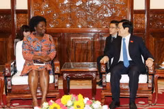 Chủ tịch nước Trương Tấn Sang tiếp Giám đốc Ngân hàng Thế giới Victoria Kwakwa. (Ảnh: Nguyễn Khang/TTXVN)