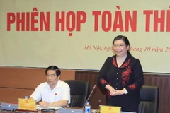 Phó Chủ tịch Quốc hội Tòng Thị Phóng phát biểu ý kiến. (Ảnh: Phạm Kiên/TTXVN) 