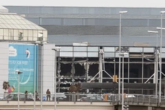 Cảnh đổ nát tại sân bay Zaventem sau vụ đánh bom kép. (Nguồn: AFP/TTXVN)
