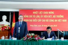 Bộ trưởng Bộ Công an Tô Lâm phát biểu tại buổi làm việc. (Ảnh: Phạm Kiên/TTXVN)