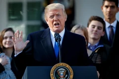 Tổng thống Donald Trump tại một cuộc họp báo ở Washington D.C. (Nguồn: THX/TTXVN)