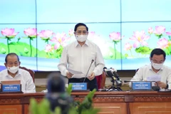 Thủ tướng Phạm Minh Chính phát biểu kết luận buổi làm việc. (Ảnh: Dương Giang/TTXVN)