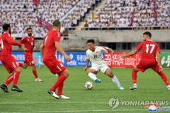 Đội tuyển Triều Tiên gặp Lebanon trong trận đấu vòng loại World Cup 2022. (Nguồn: Yonhaps)