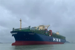 Tàu container Algeciras tới thành phố cảng Busan của Hàn Quốc ngày 27/7/2020. (Ảnh: YONHAP/TTXVN)