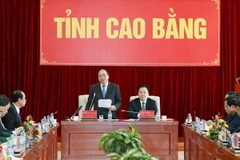 Thủ tướng Nguyễn Xuân Phúc phát biểu kết luận buổi làm việc. (Ảnh: Thống Nhất/TTXVN)