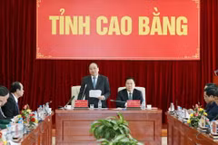 Thủ tướng Nguyễn Xuân Phúc phát biểu kết luận buổi làm việc. (Ảnh: Thống Nhất/TTXVN)