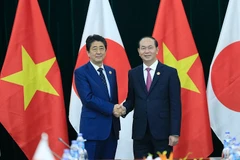 Chủ tịch nước Trần Đại Quang tiếp song phương Thủ tướng Nhật Bản Shinzo Abe. (Ảnh: TTXVN)