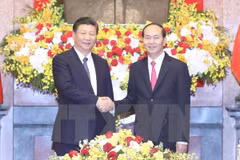 Chủ tịch nước Trần Đại Quang hội đàm với Tổng Bí thư, Chủ tịch Trung Quốc Tập Cận Bình thăm cấp Nhà nước tới Việt Nam. (Ảnh: Nhan Sáng/TTXVN)