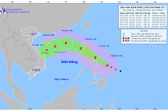 Đường đi của siêu bão Man-yi lúc 8 giờ ngày 16/11/2024. (Nguồn: Tổng cục KTTV)