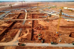 Nhà thầu thi công Dự án Cảng Hàng không Quốc tế Long Thành. (Ảnh: PV/Vietnam+)