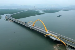 Cầu có tổng mức đầu tư hơn 1.700 tỷ đồng từ nguồn ngân sách tỉnh. (Ảnh: Quốc Khánh/TTXVN)