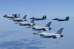 Máy bay chiến đấu F-15K, F-16 và F-35 tham gia cuộc tập trận tại Hàn Quốc. (Ảnh: Yonhap/TTXVN)