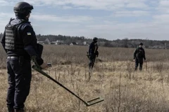 Các kỹ sư của Ukraine đang xử lý bom mìn. (Nguồn: Le Monde)