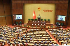 Chủ tịch Quốc hội Trần Thanh Mẫn phát biểu bế mạc Kỳ họp thứ 8, Quốc hội Khóa XV. (Ảnh: Văn Điệp/TTXVN)