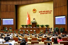 Quốc hội biểu quyết thông qua Luật sửa đổi, bổ sung một số điều của Luật Quy hoạch, Luật Đầu tư, Luật Đầu tư theo phương thức đối tác công tư và Luật Đấu thầu. (Ảnh: Doãn Tấn/TTXVN)