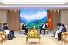 Thủ tướng Phạm Minh Chính tiếp ông David Petraeus, Chủ tịch Viện toàn cầu Quỹ đầu tư Kohlberg Kravis Roberts. (Ảnh: Dương Giang/TTXVN)