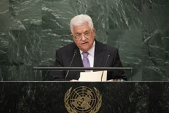 Tổng thống Palestine Mahmoud Abbas phát biểu tại Khóa họp Đại hội đồng LHQ ở New York ngày 22/9. (Nguồn: AFP/TTXVN)
