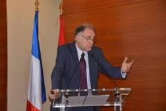 Ông Philippe Yvergniaux, Vụ trưởng Vụ Hợp tác quốc tế Business France trình bày tham luận tại hội thảo. (Ảnh: Bích Hà/Vietnam+)