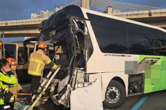 Hiện trường vụ tai nạn. (Nguồn: Yonhap)