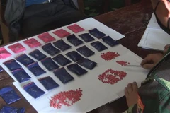 Bộ đội biên phòng kiểm tra số ma túy tổng hợp. (Ảnh: TTXVN phát)