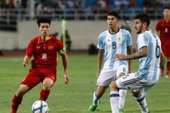 U22 Việt Nam của Công Phượng đã phải nhận thát bại tâm phục khẩu phục với tỷ số 0-5 trước U20 Argentina. (Ảnh: Minh Chiến/Vietnam+)