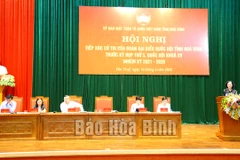 Ủy viên Bộ Chính trị, Thường trực Ban Bí thư, Trưởng Ban Tổ chức Trung ương Trương Thị Mai phát biểu kết luận buổi tiếp xúc cử tri tại huyện Yên Thủy. (Nguồn: Báo Hòa Bình)