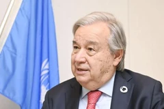 Tổng thư ký Liên hợp quốc Antonio Guterres trả lời phỏng vấn hãng tin Kyodo. (Nguồn: Kyodo)