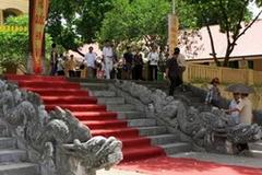 Thềm đá điện Kính Thiên trong khu di tích Hoàng thành Thăng Long. (Ảnh: Nhật Anh/TTXVN)