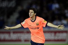 Messi lập hattrick trong chiến thắng của Barca. (Ảnh: TT&VH)