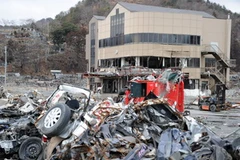 Khu vực từng xảy ra động đất và sóng thần ở thị trấn Otsuchi, quận Iwate ngày 10/3. (Ảnh: THX/TTXVN)