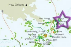 Vị trí một số mỏ BP bán lại (trong hình ngôi sao). (Nguồn: mb50.wordpress.com)