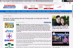 Ảnh chụp màn hình báo Thương hiệu và Công luận vào trưa 19/12. 