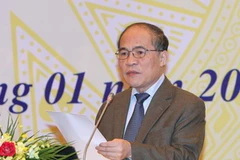 Chủ tịch Quốc hội Nguyễn Sinh Hùng phát biểu khai mạc Hội nghị. (Ảnh: Nhan Sáng/TTXVN)