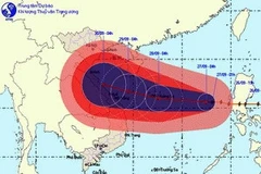 Đường đi và vị trí bão số 9. (Ảnh: Trung tâm Dự báo Khí tượng Thủy văn Trung ương).