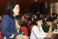Đại biểu Quốc hội tỉnh An Giang Lê Thị Dung phát biểu ý kiến. (Ảnh: Thái Bình/TTXVN).
