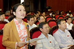 Đại biểu Quốc hội tỉnh Gia Lai Siu Hương phát biểu ý kiến. (Ảnh: An Đăng/TTXVN)