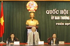 Chủ tịch Quốc hội Nguyễn Phú Trọng phát biểu khai mạc phiên họp. (Ảnh: Trí Dũng/TTXVN).