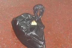 Túi nilon chứa mìn tự chế. (Ảnh: Thu Trang/Vietnam+)