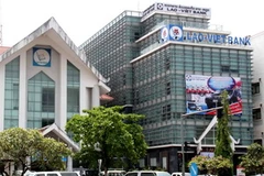 Trụ sở LaoVietBank tại thủ đô Vientiane. (Ảnh: Hoàng Chương/Vietnam+)