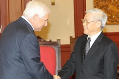 Tổng Bí thư Nguyễn Phú Trọng tiếp Tổng thống Cộng hòa Panama. (Ảnh: Trí Dũng/TTXVN)